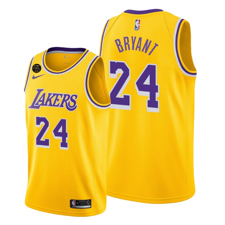 Men's Los Angeles Lakers Kobe Bryant #24 NBA Yellow Memory of Mamba Icon Edition Gold Basketball Jersey VDR3883OE